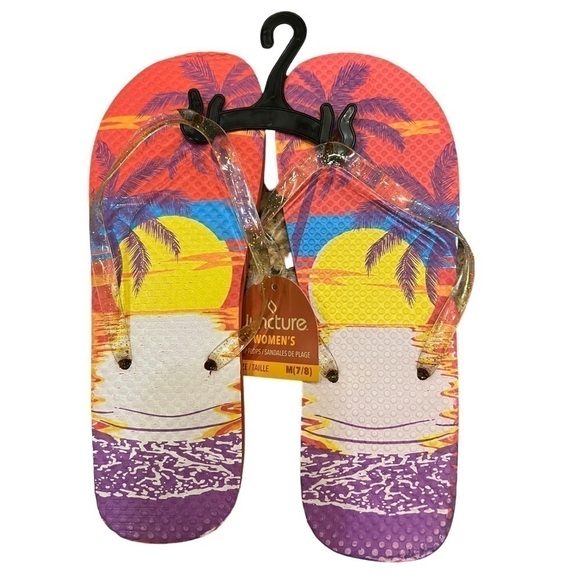 New Women's Juncture "Paradise" Rubber Flip-Flops - Purple/Pink, Size M 7/8 - Picture 1 of 4